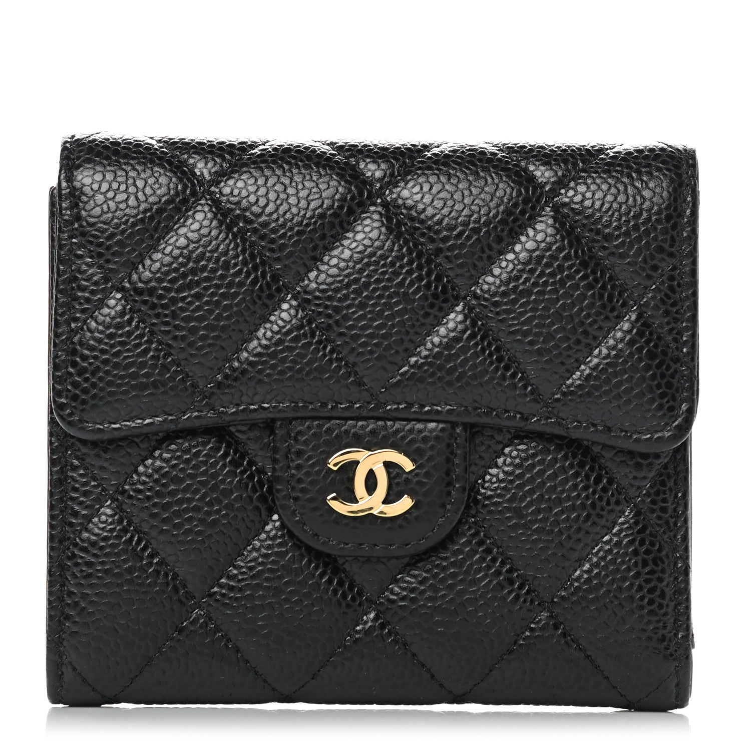 Chanel Caviar Quilted Compact Flap Wallet Black 1 of 8
