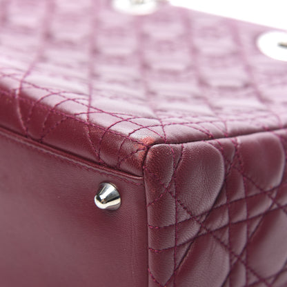 Christian Dior Lambskin Cannage Large Lady Dior Burgundy 11 of 13