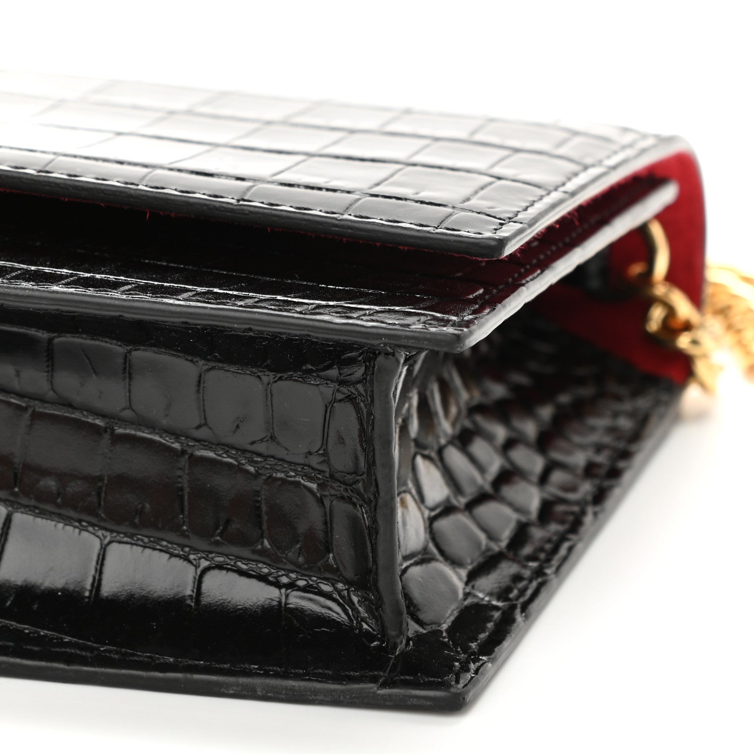 Alexander McQueen Calfskin Crocodile Embossed Skull Mini Crossbody Bag Black 8 of 9