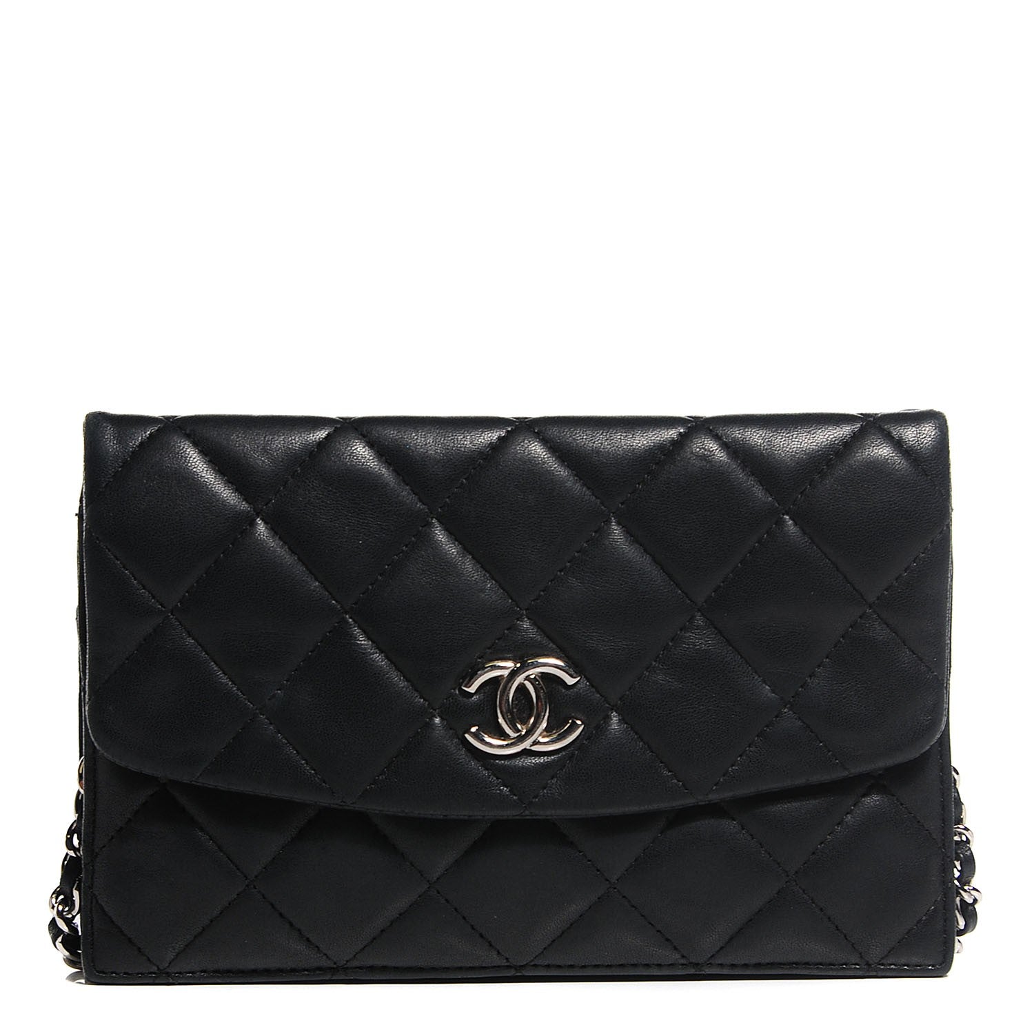 Chanel Lambskin Quilted Double Sided Wallet On Chain WOC Black 1 of 7