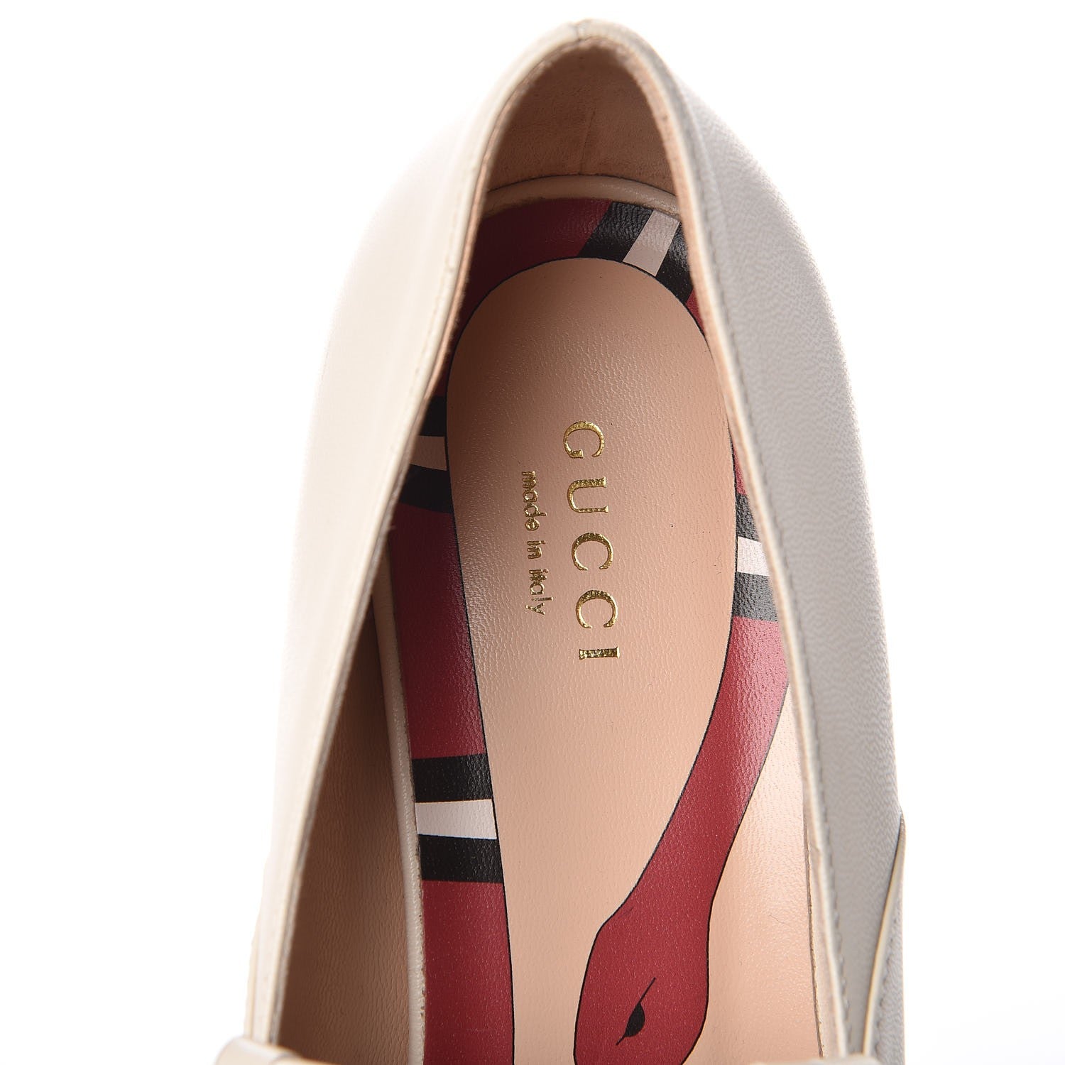 Gucci Malaga Kid Polly Kiltie Fringe 55mm Loafer Pumps 37.5 Mystic White 9 of 15