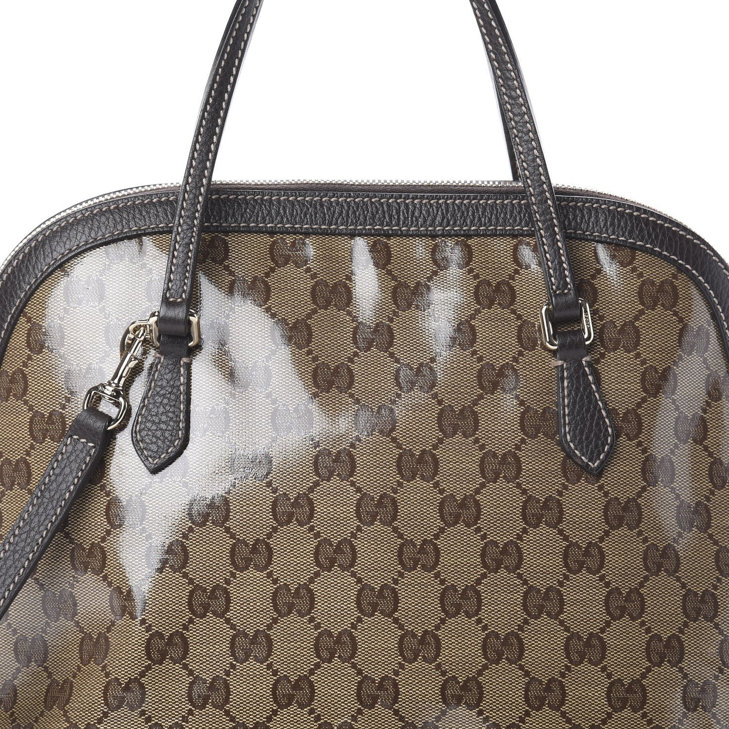 Crystal Monogram Medium Dome Bag Dark Brown