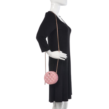 Chanel Iridescent Caviar Quilted Round Clutch With Chain Pink 2 of 8