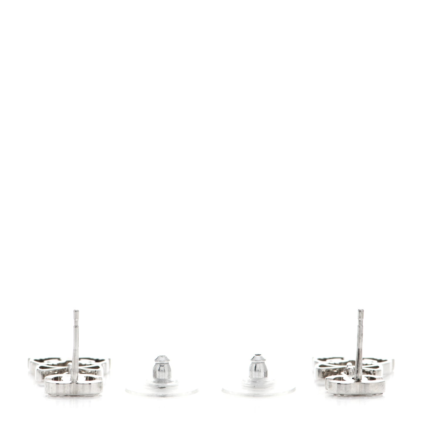 Crystal Emoji Choupette Cat CC Earrings Silver