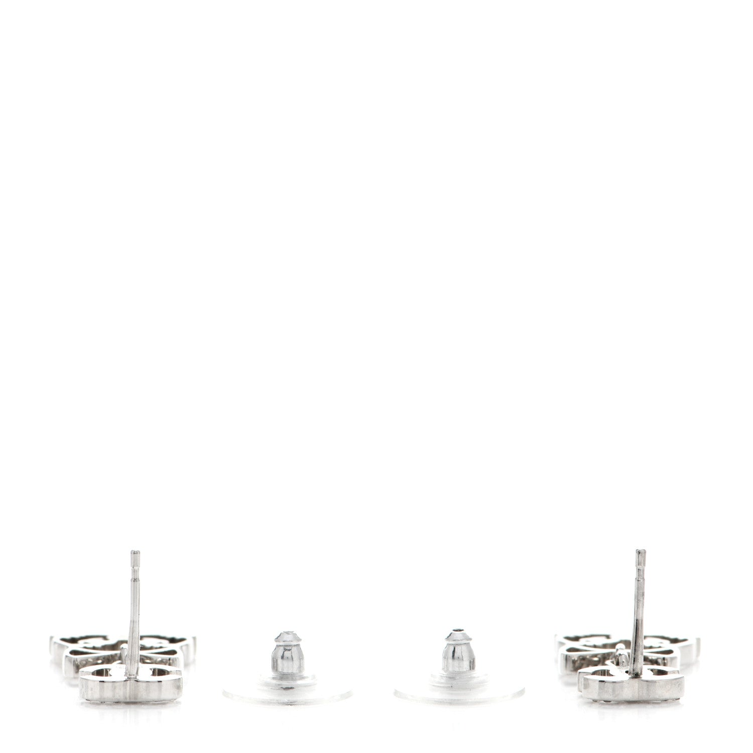 Chanel Crystal Emoji Choupette Cat CC Earrings Silver 3 of 6
