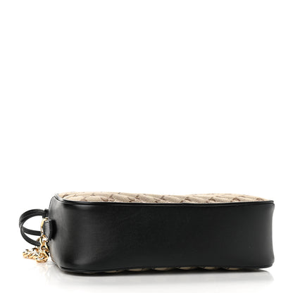 Gucci Monogram Matelasse Diagonal Small GG Marmont Chain Shoulder Bag Beige Black 4 of 9