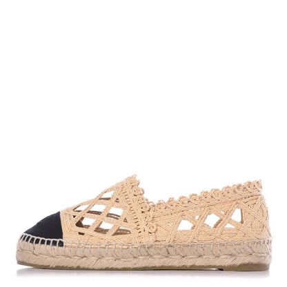 Chanel Raffia Fabric CC Espadrilles 37 Beige Black 1 of 12