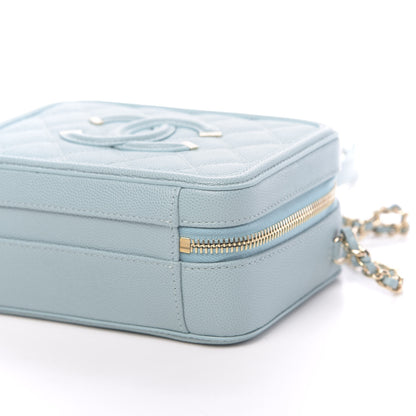 Chanel Caviar Quilted Small CC Filigree Vanity Case Light Blue 10 of 11