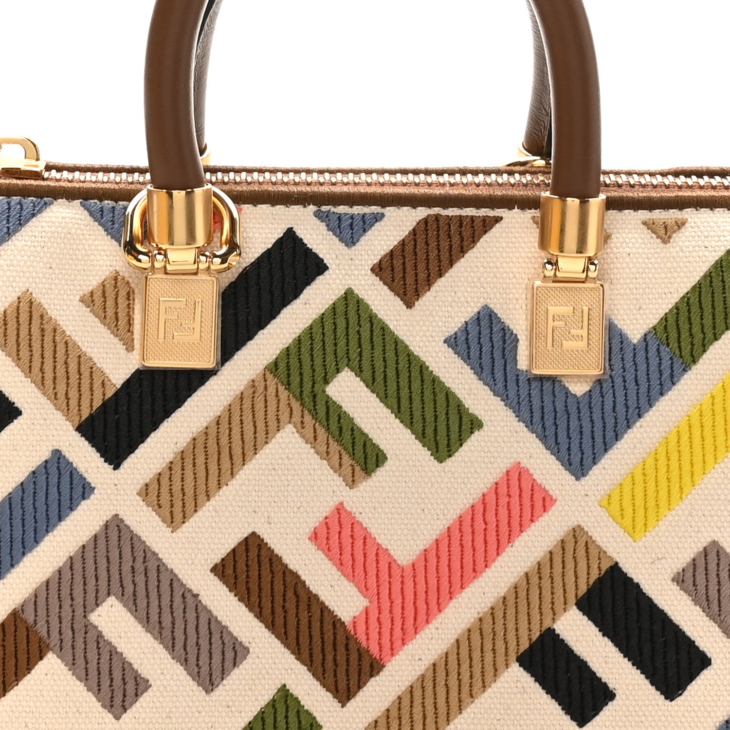 Fendi Canvas Vitello FF Multicolor Embroidered Mini By The Way Top
