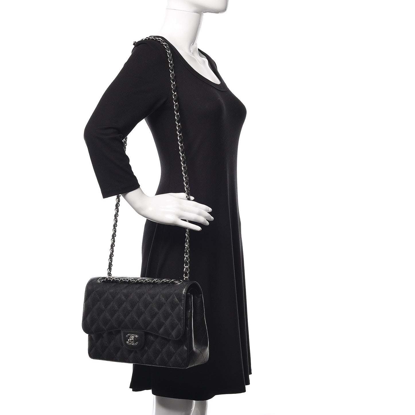 Chanel Caviar Quilted Jumbo Double Flap Black 2 of 10