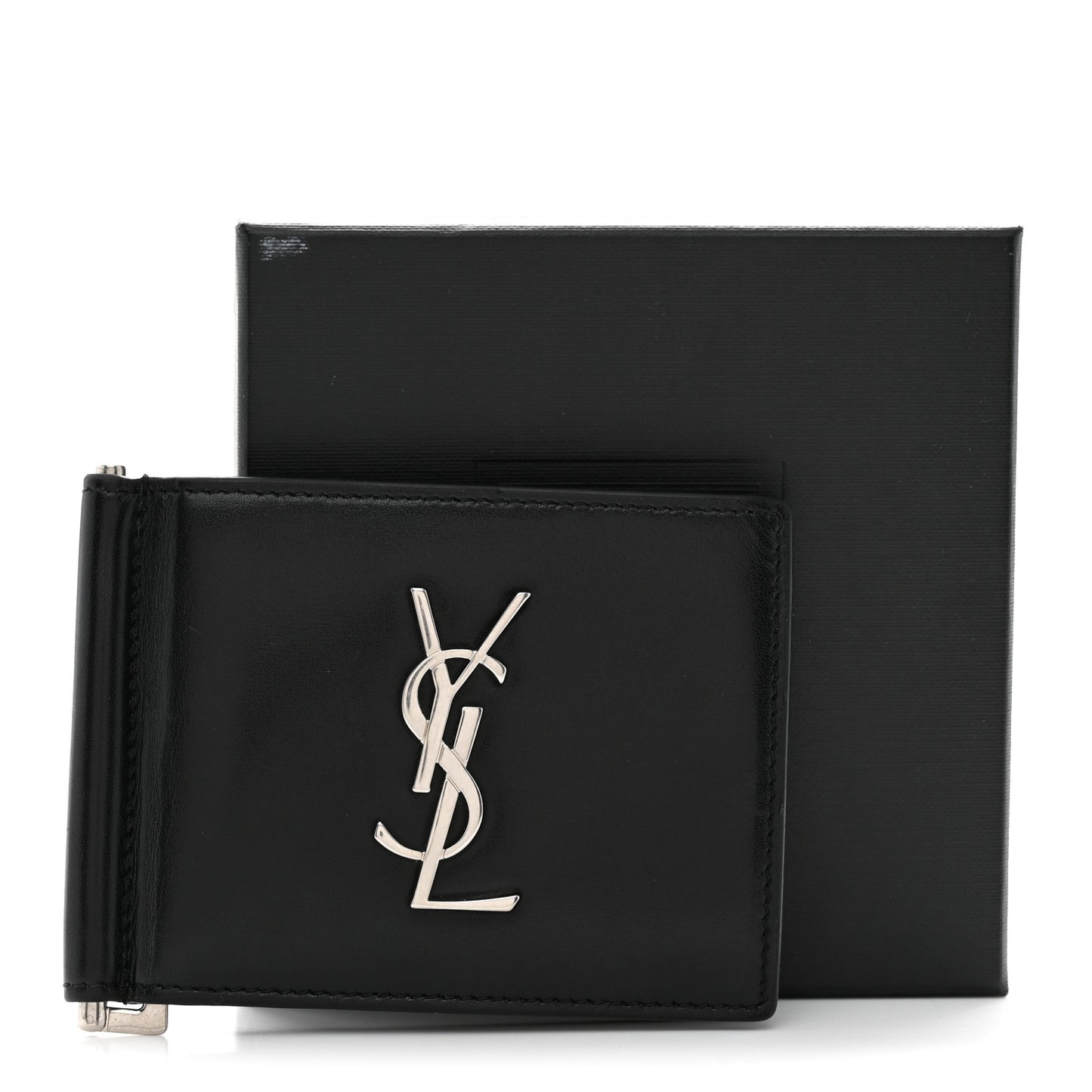 Calfskin Bill Clip Card Case Black