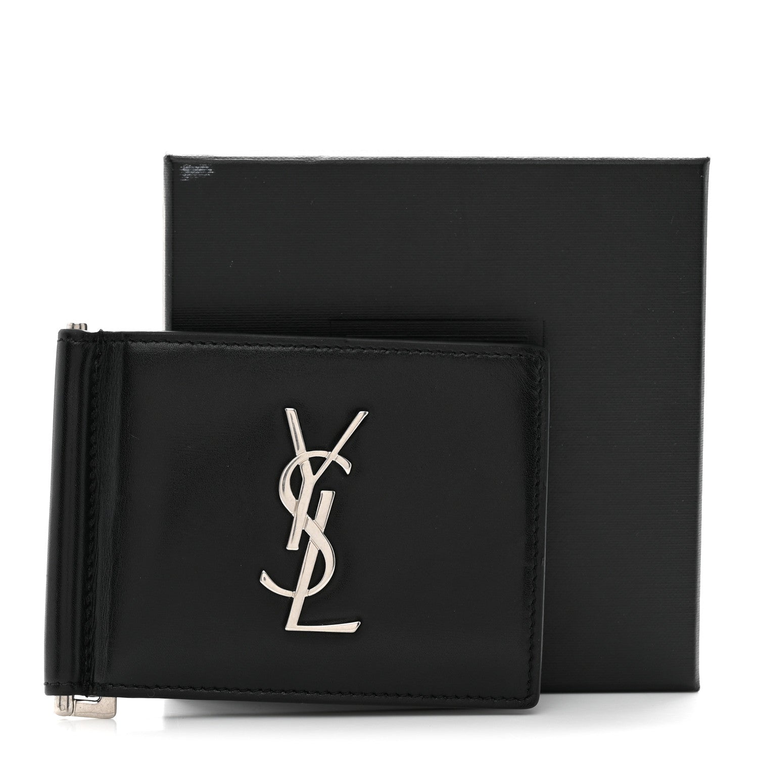 Saint Laurent Calfskin Bill Clip Card Case Black 8 of 8