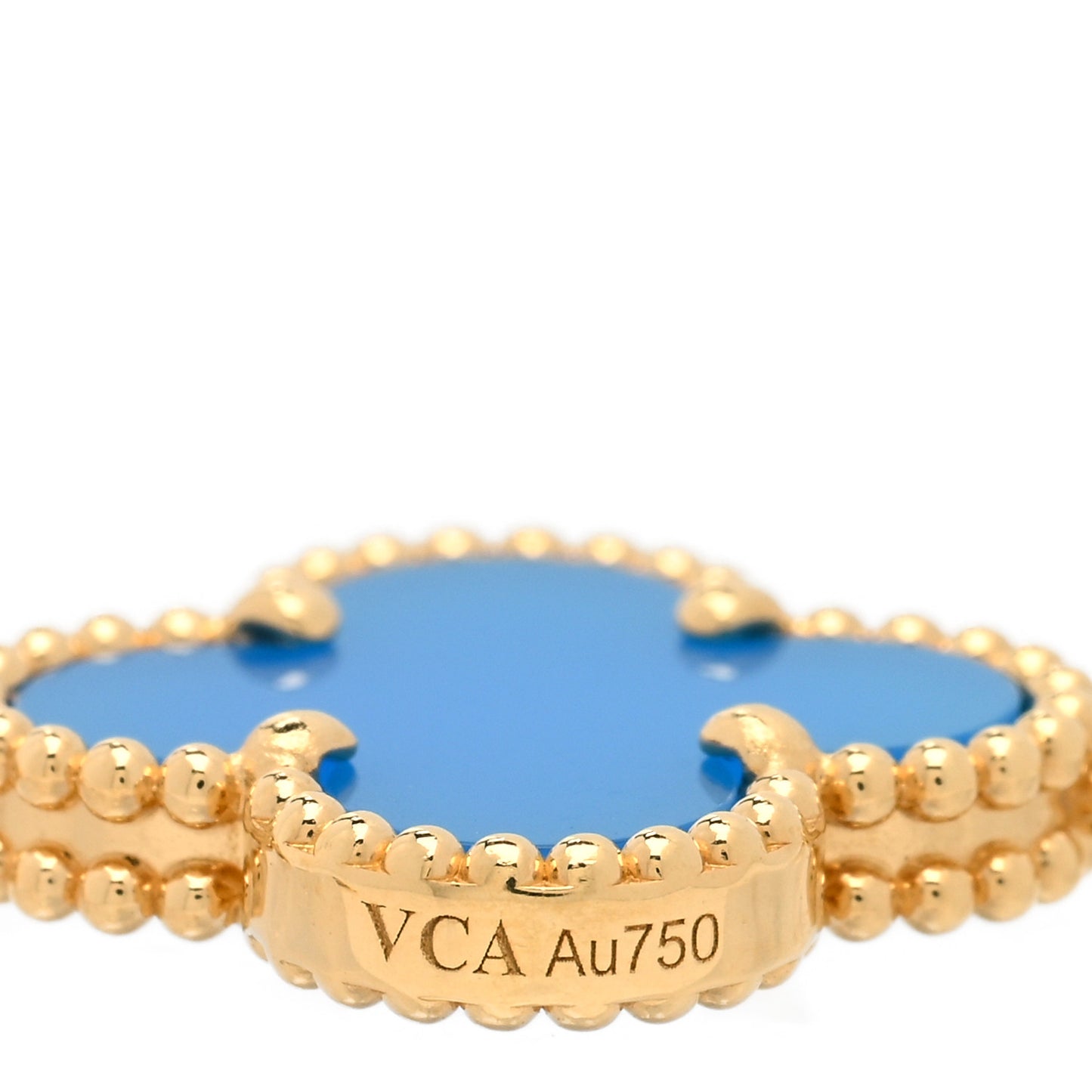 18K Yellow Gold Blue Agate 5 Motifs Vintage Alhambra Bracelet