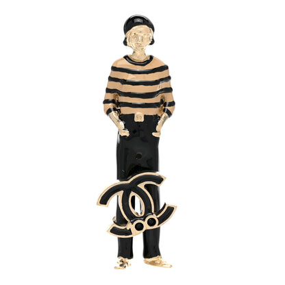 Chanel Enamel Coco Charm Brooch Black Gold 1 of 4