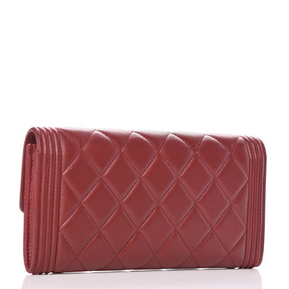 Chanel Lambskin Quilted Boy Flap Wallet Red 3 of 11