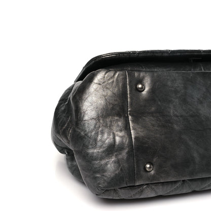 Chanel Metallic Aged Calfskin Quilted Large Pondichery Flap Dark Grey 9 of 10