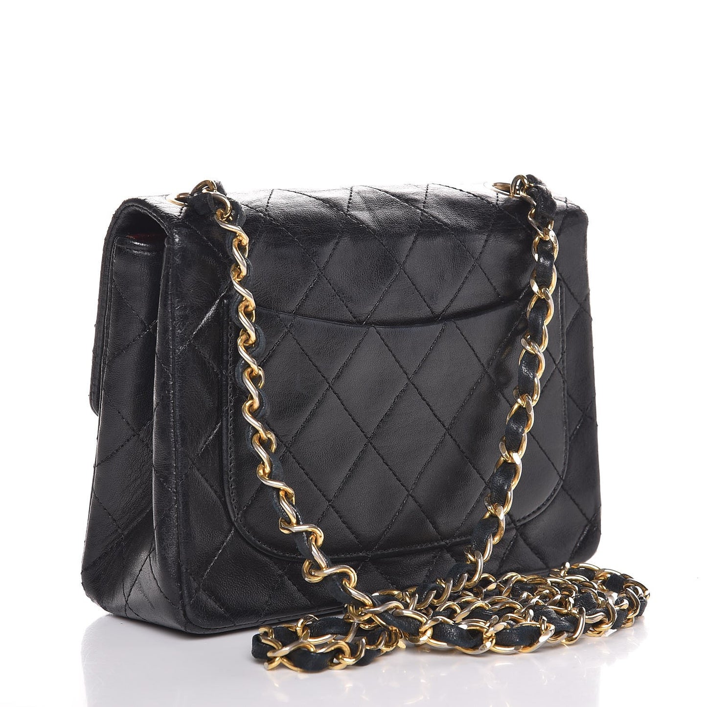 Lambskin Quilted Mini Square Flap Black