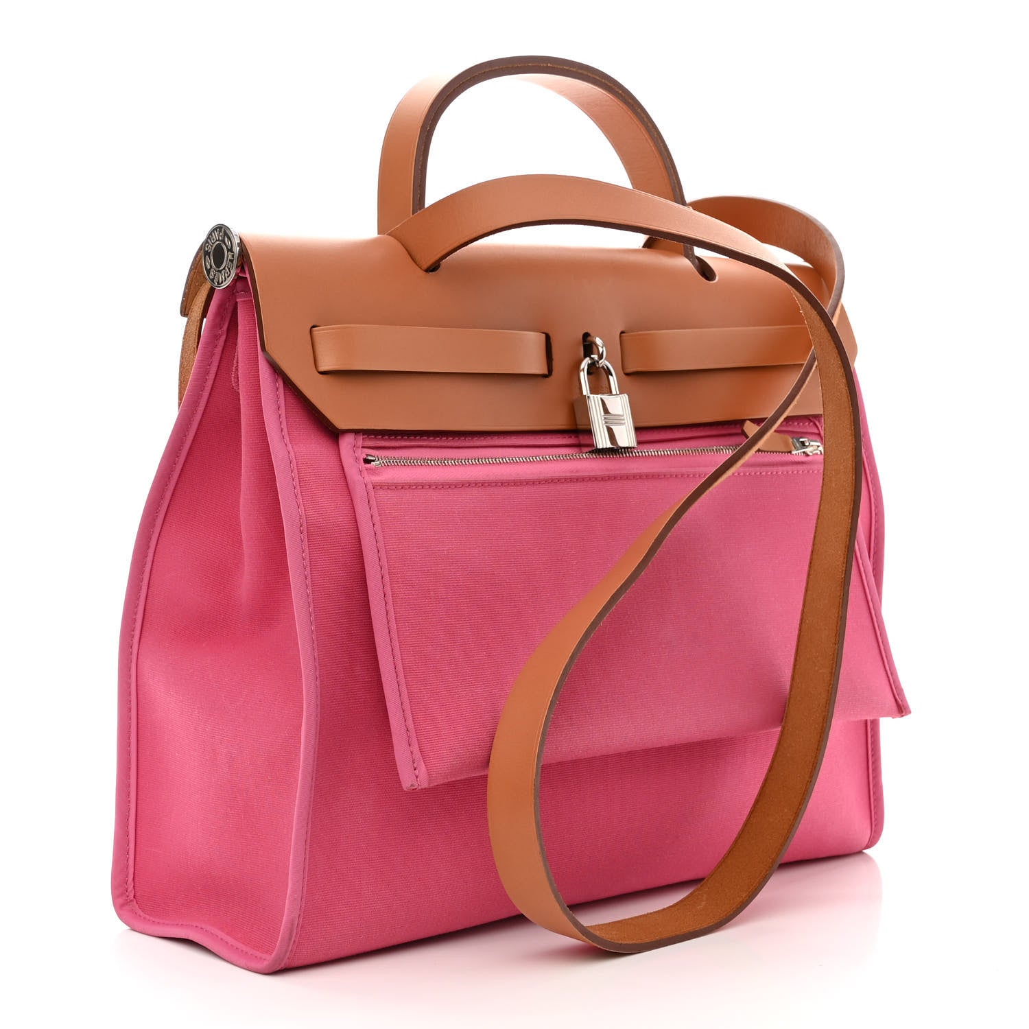 Hermes Vache Hunter Toile Herbag Zip 31 PM Rose Lipstick 4 of 13