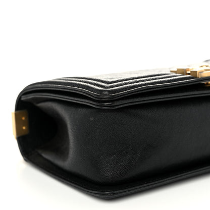 Chanel Caviar Chevron Quilted Medium Boy Flap Black 9 of 11