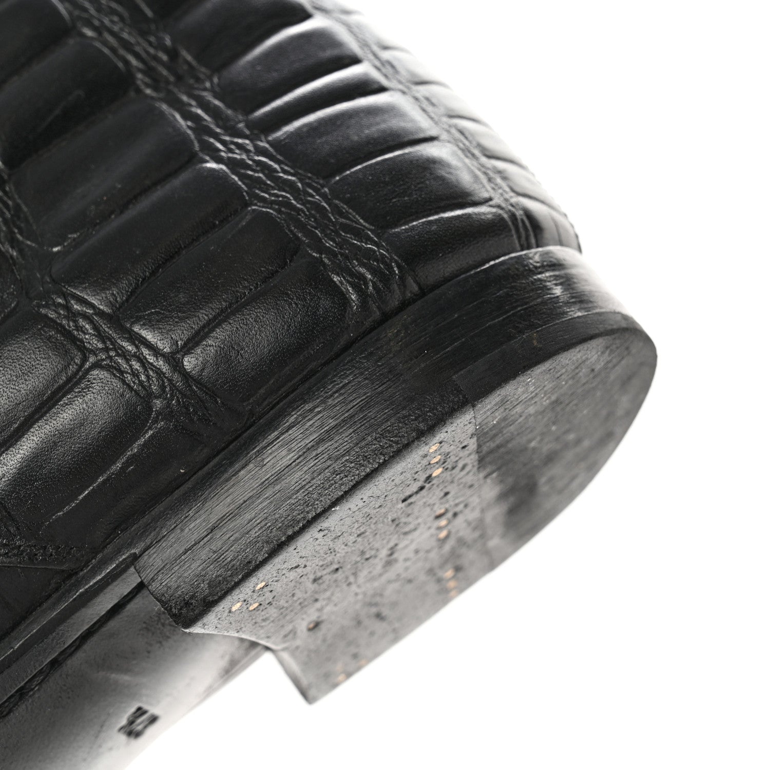 Saint Laurent Calfskin Crocodile Embossed Womens Dixon Buckle Ankle Boots 37.5 Black 13 of 15