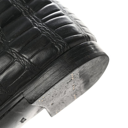 Saint Laurent Calfskin Crocodile Embossed Womens Dixon Buckle Ankle Boots 37.5 Black 13 of 15