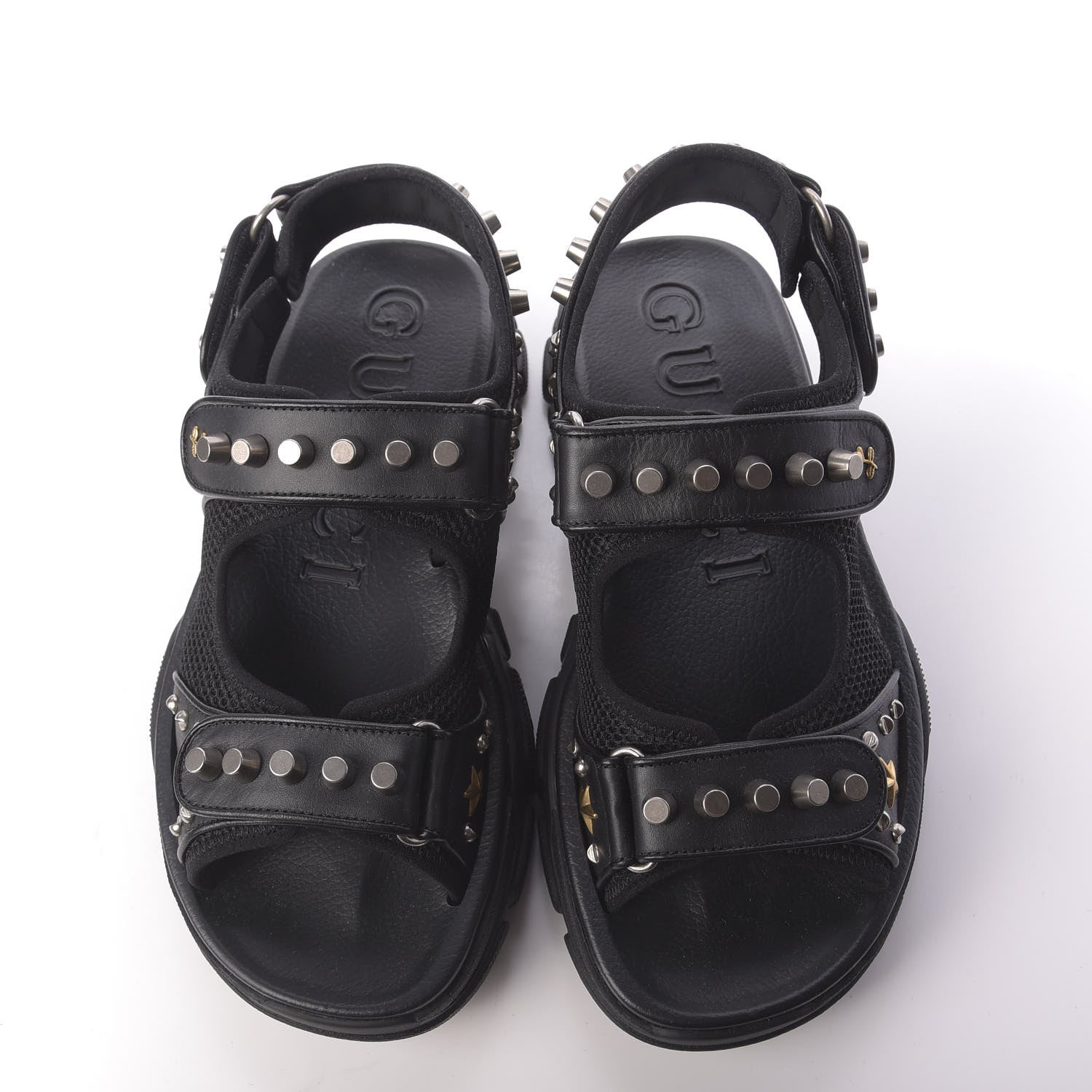 Gucci Nappa Mesh Studded Mens Aguru Sandals 8 Black 5 of 10