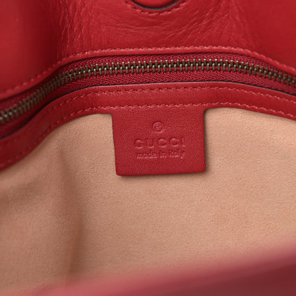 Gucci Calfskin Matelasse Medium GG Marmont Open Top Shoulder Bag Hibiscus Red 6 of 9