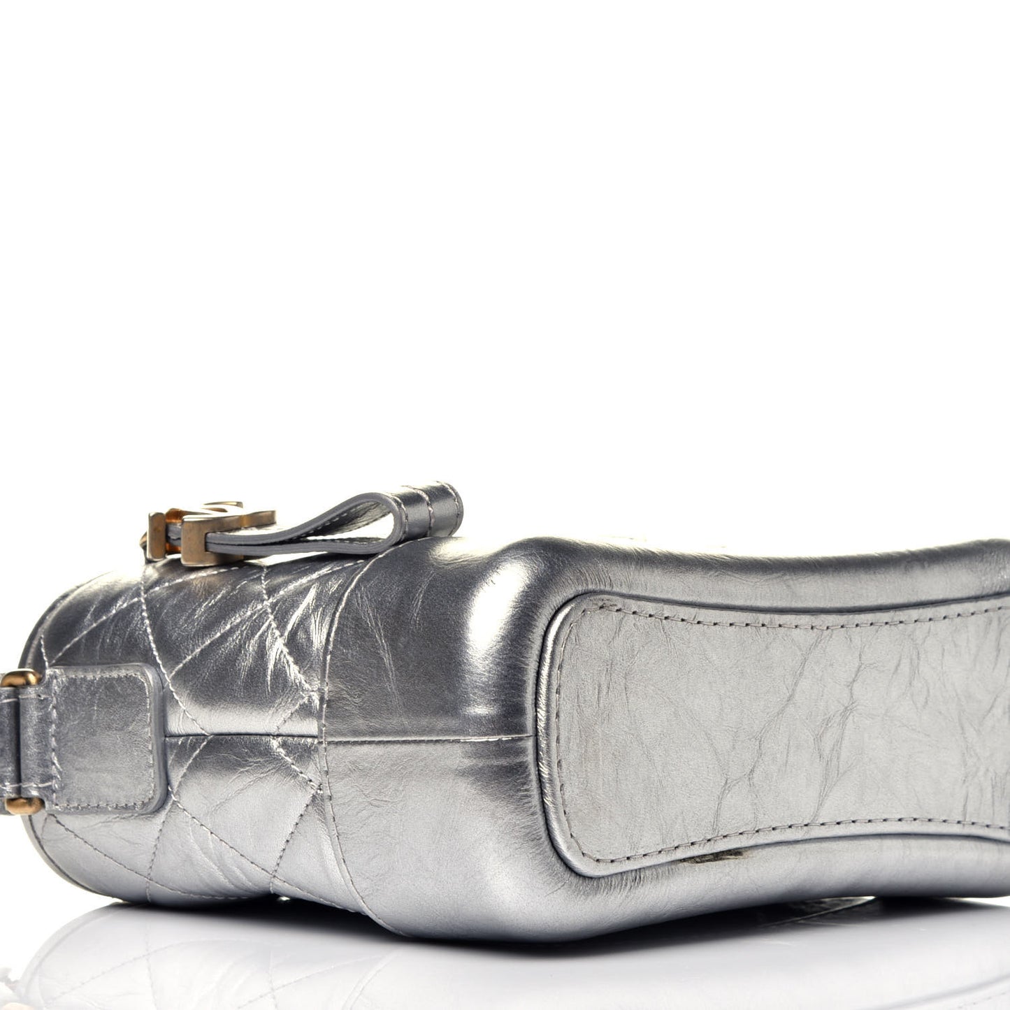 Metallic Aged Calfskin Quilted Small Gabrielle Hobo Silver