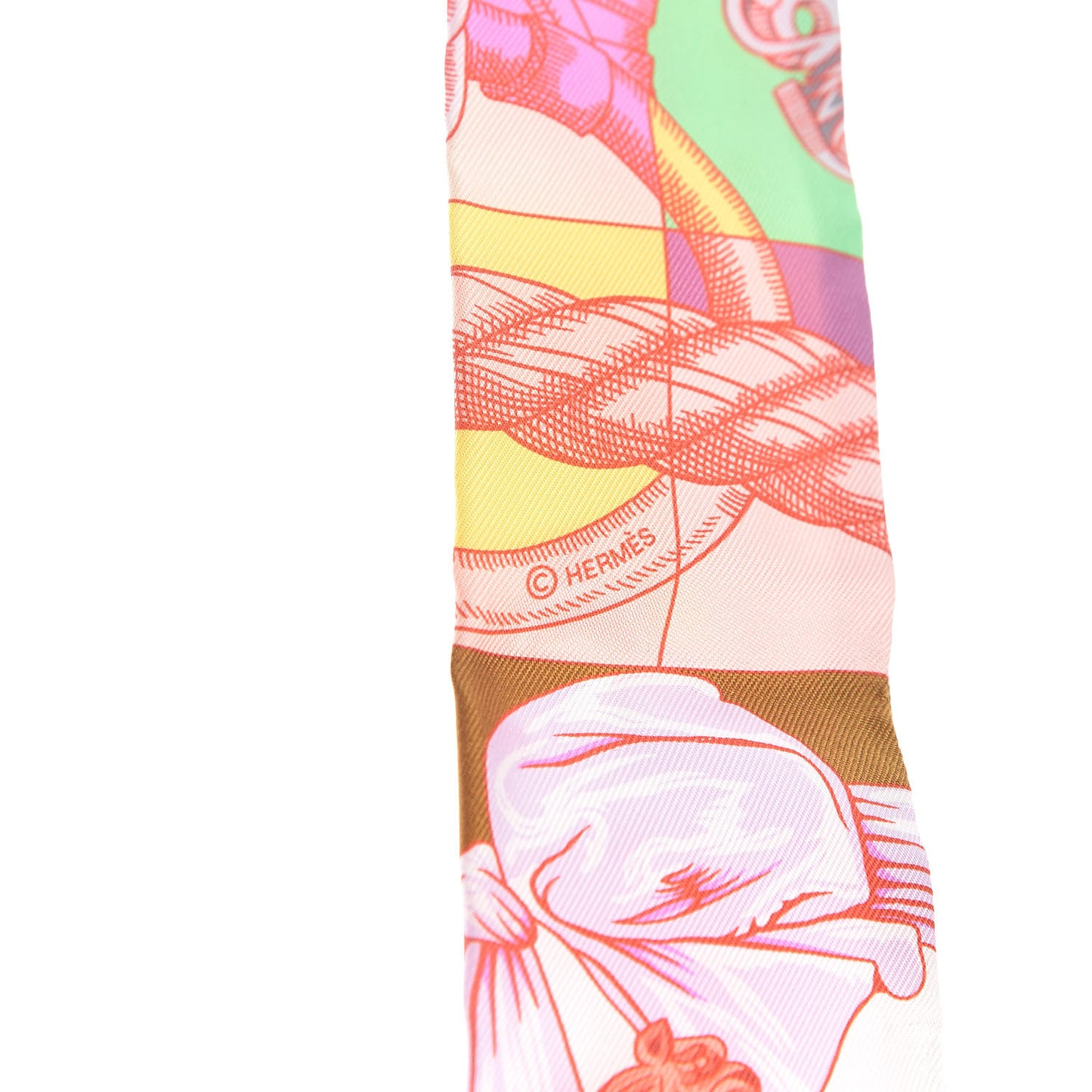 Silk Cavalleria D'Etriers Twilly Ocre Rose Vif Vert