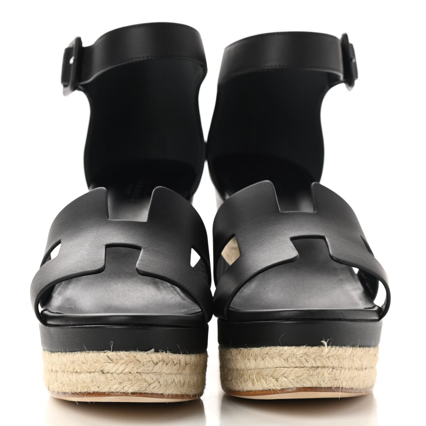 Goatskin Elda Espadrille Wedge Sandals 38 Black