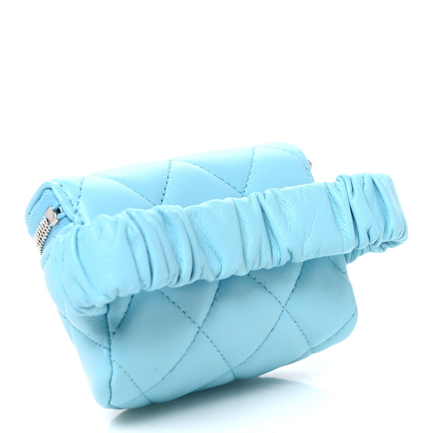 Lambskin Quilted Arm Coin Purse Neon Blue