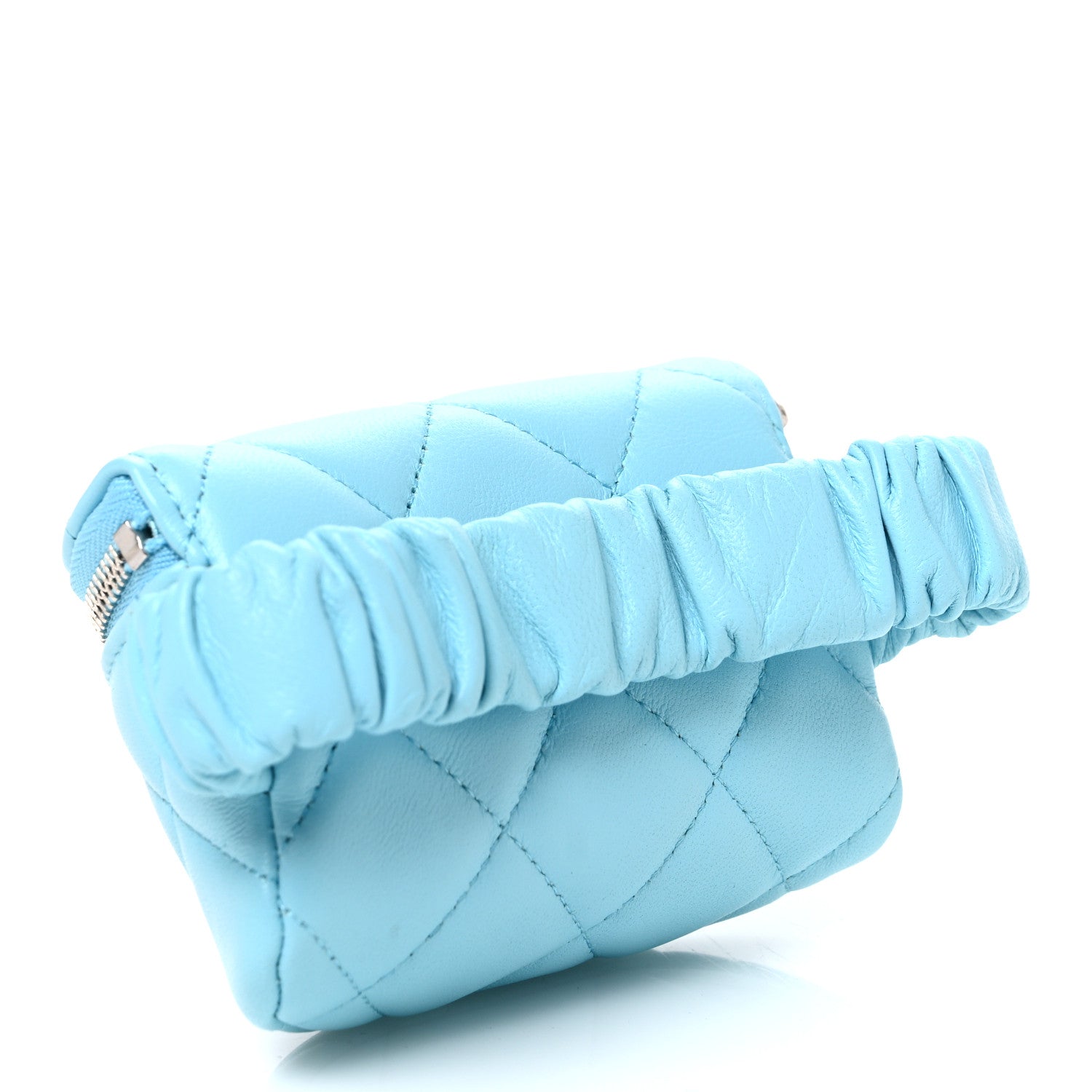 Chanel Lambskin Quilted Arm Coin Purse Neon Blue 3 of 7