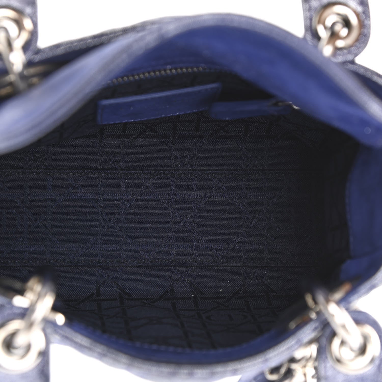 Christian Dior Metallic Lambskin Cannage Mini Lady Dior Dew Bleu 4 of 9