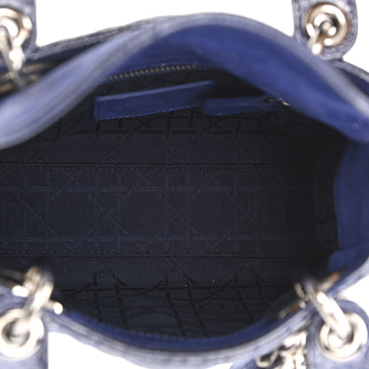 Christian Dior Metallic Lambskin Cannage Mini Lady Dior Dew Bleu 4 of 9