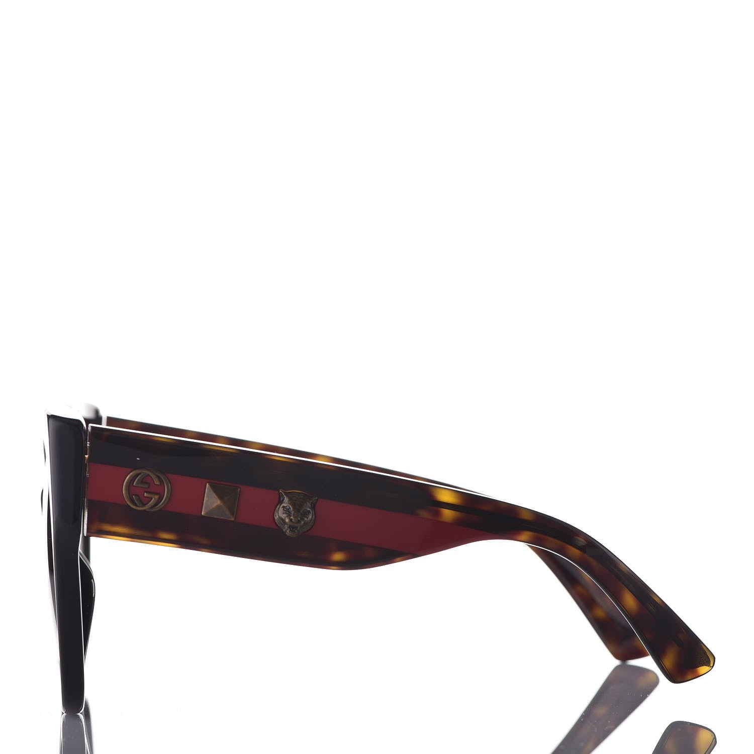Gucci Acetate Square Frame Web Sunglasses GG0059S Black Tortoise 3 of 8