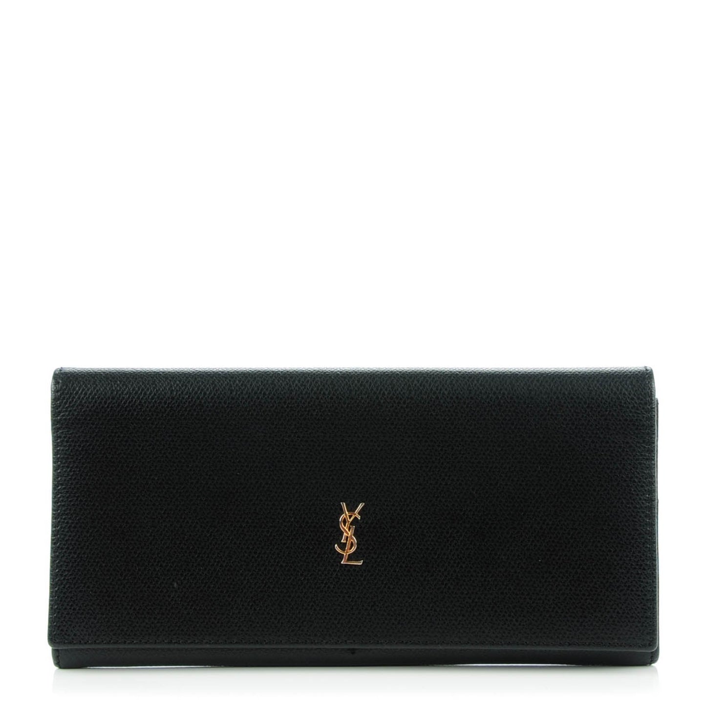 Vintage Textured Calfskin Continental Flap Wallet Black