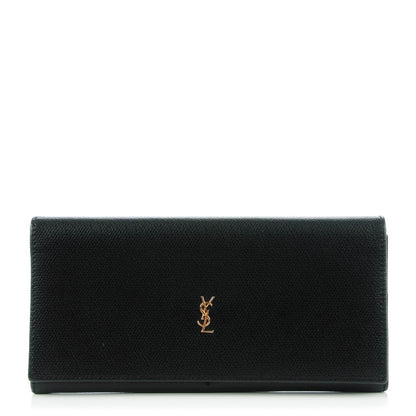 Saint Laurent Vintage Textured Calfskin Continental Flap Wallet Black 1 of 7