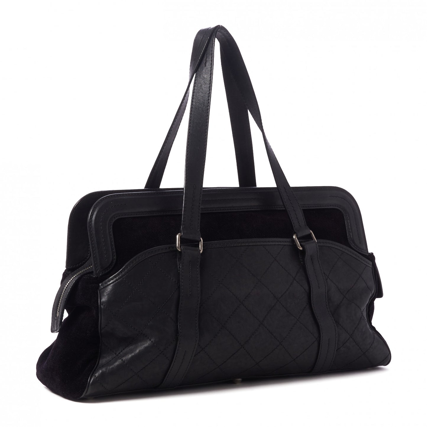 Sheepskin Velvet Mademoiselle Shoulder Bag Black
