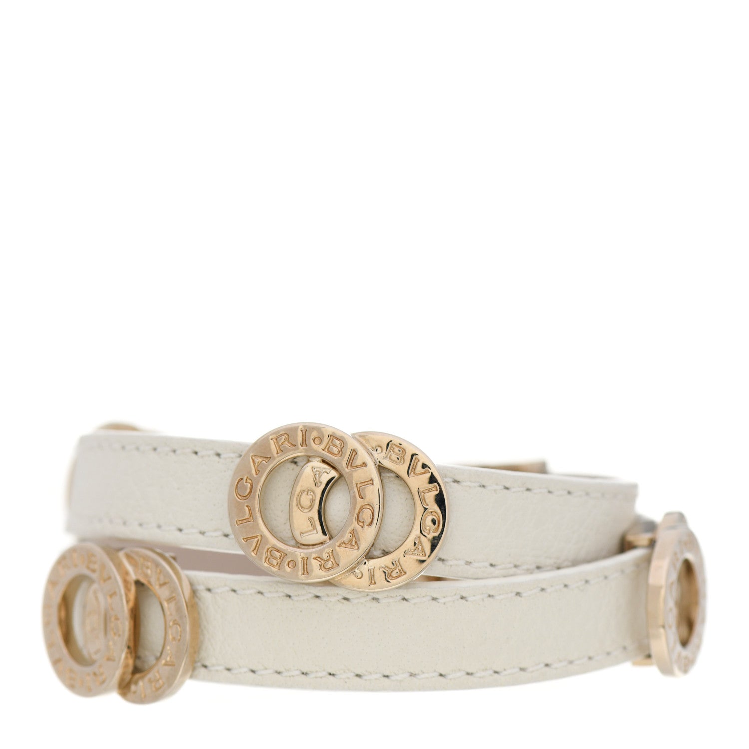 Bulgari Calfskin Double Coiled Bracelet White 1 of 6
