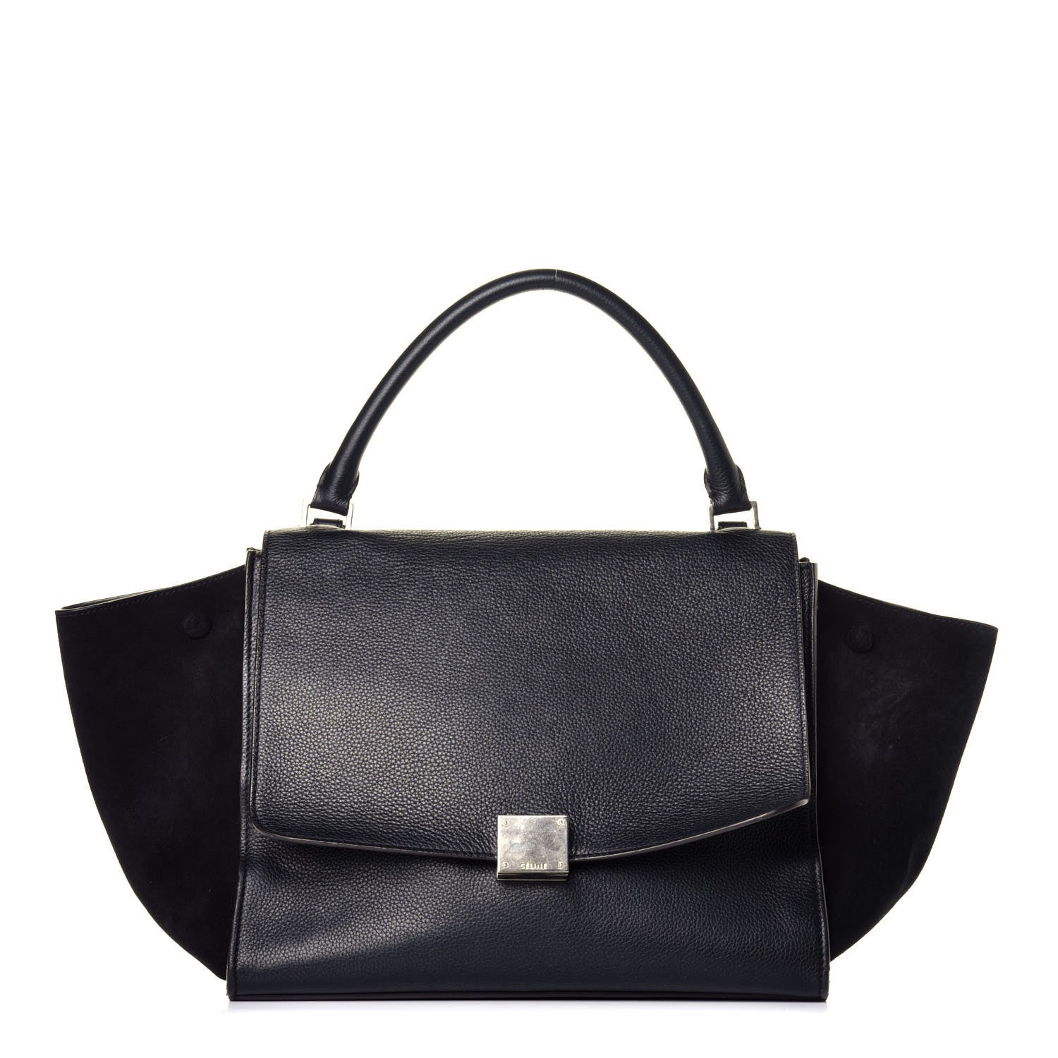 Celine Drummed Calfskin Suede Medium Trapeze Black 1 of 8