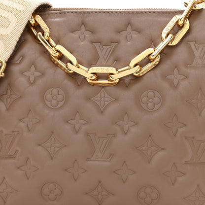 Louis Vuitton Lambskin Embossed Monogram Coussin PM Taupe 9 of 11