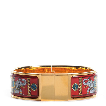Hermes Enamel Printed Clic Clac Torana Elephants Wide Bracelet GM 1 of 6