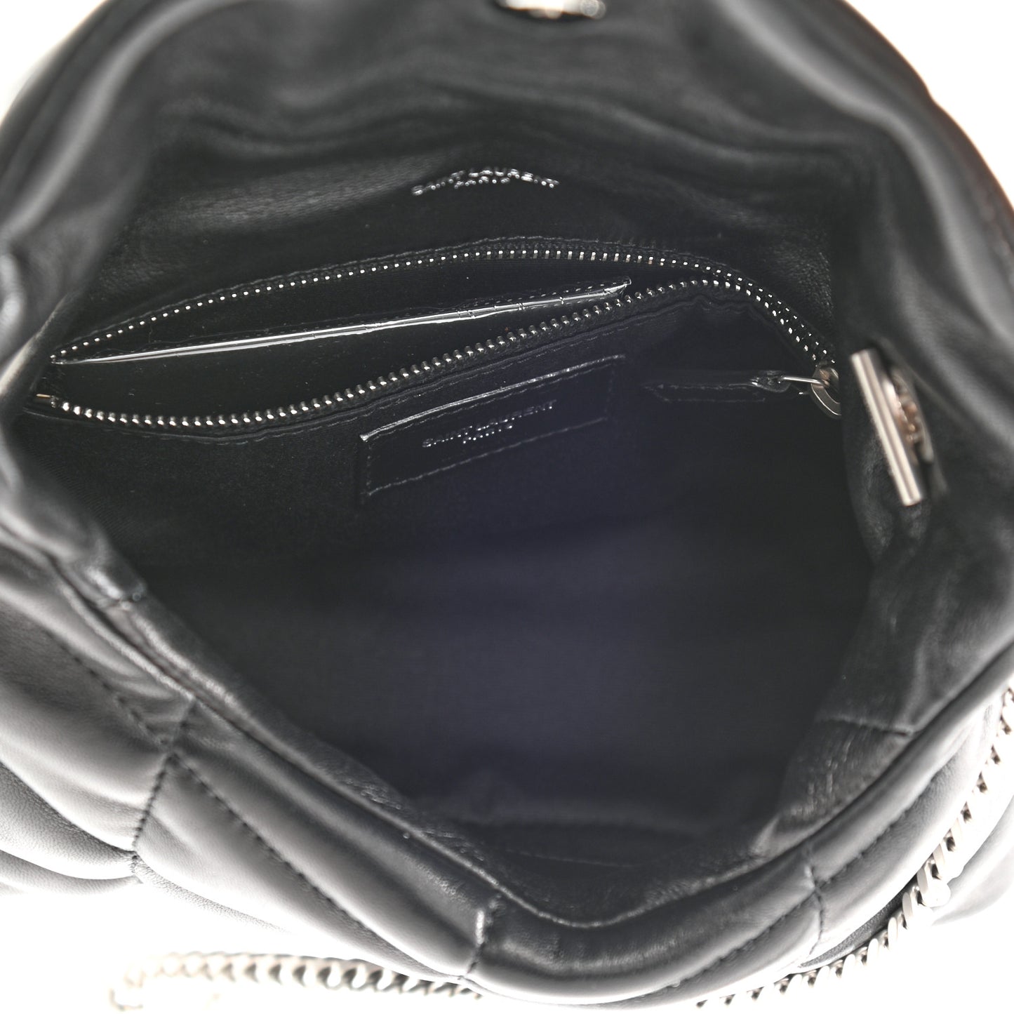 Lambskin Quilted Toy Loulou Puffer Monogram Chain Satchel Black