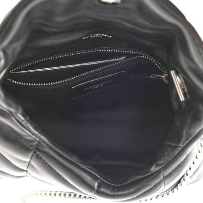 Saint Laurent Lambskin Quilted Toy Loulou Puffer Monogram Chain Satchel Black 5 of 9