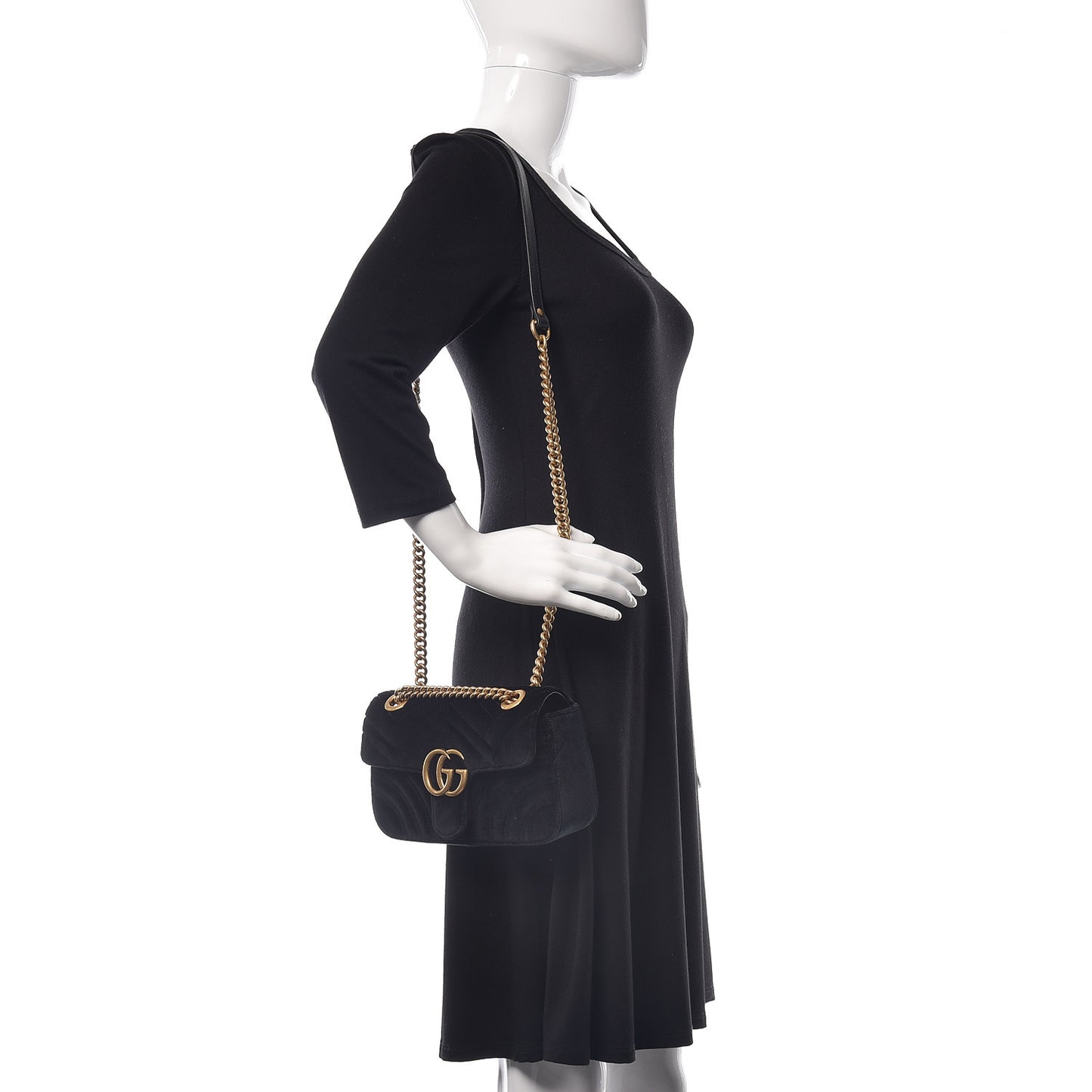 Velvet Matelasse Mini GG Marmont Shoulder Bag Black
