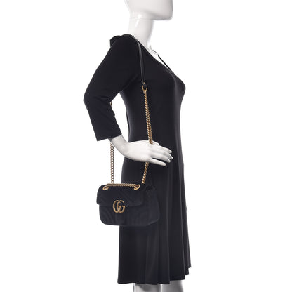 Gucci Velvet Matelasse Mini GG Marmont Shoulder Bag Black 3 of 10