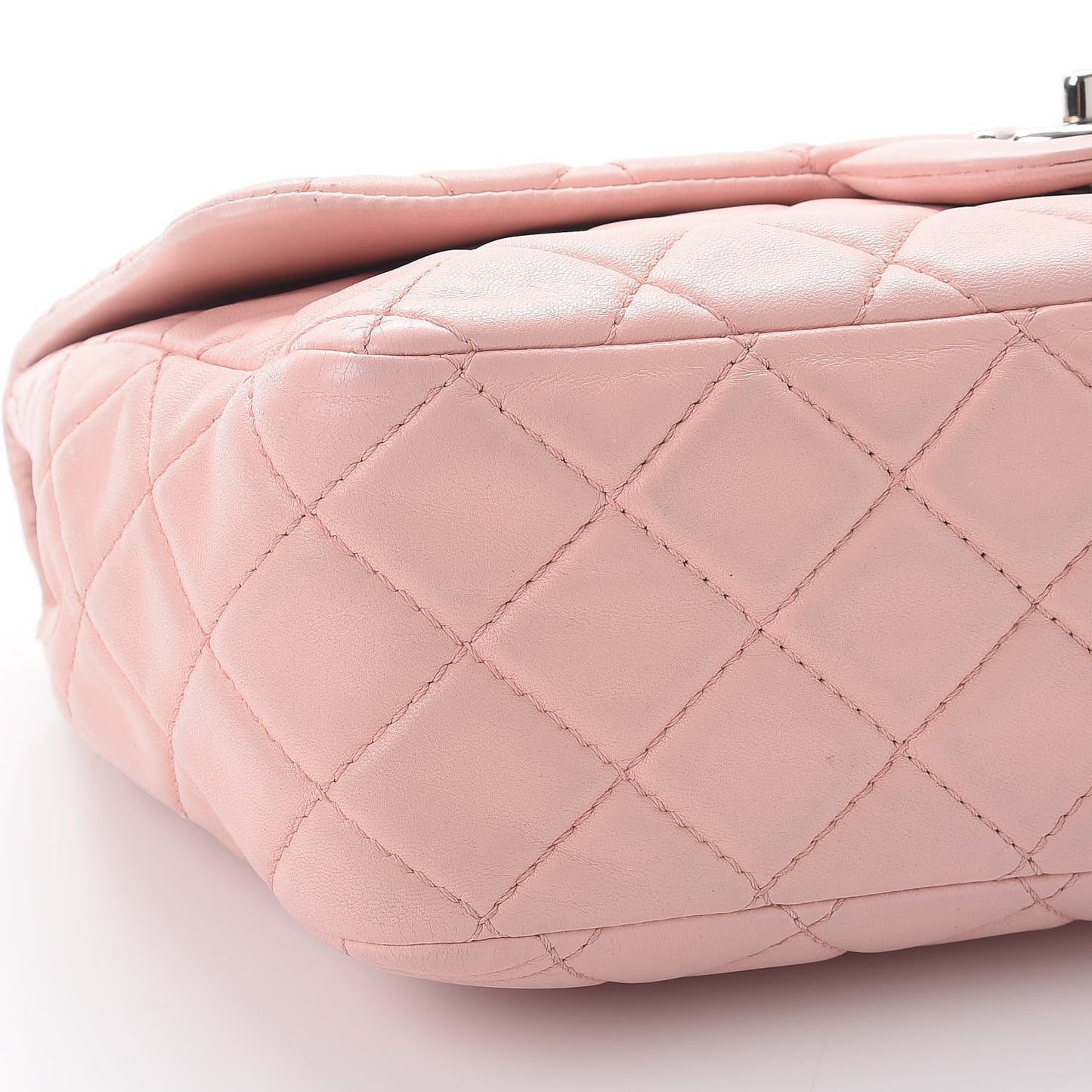 Lambskin Quilted Jumbo Single Flap Light Pink