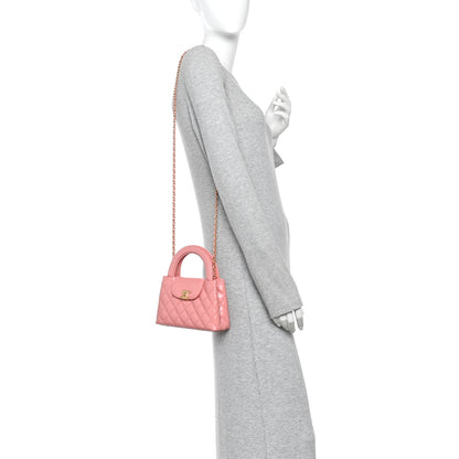 Chanel Shiny Aged Calfskin Quilted Nano Kelly Shopper Coral Pink 2 of 10