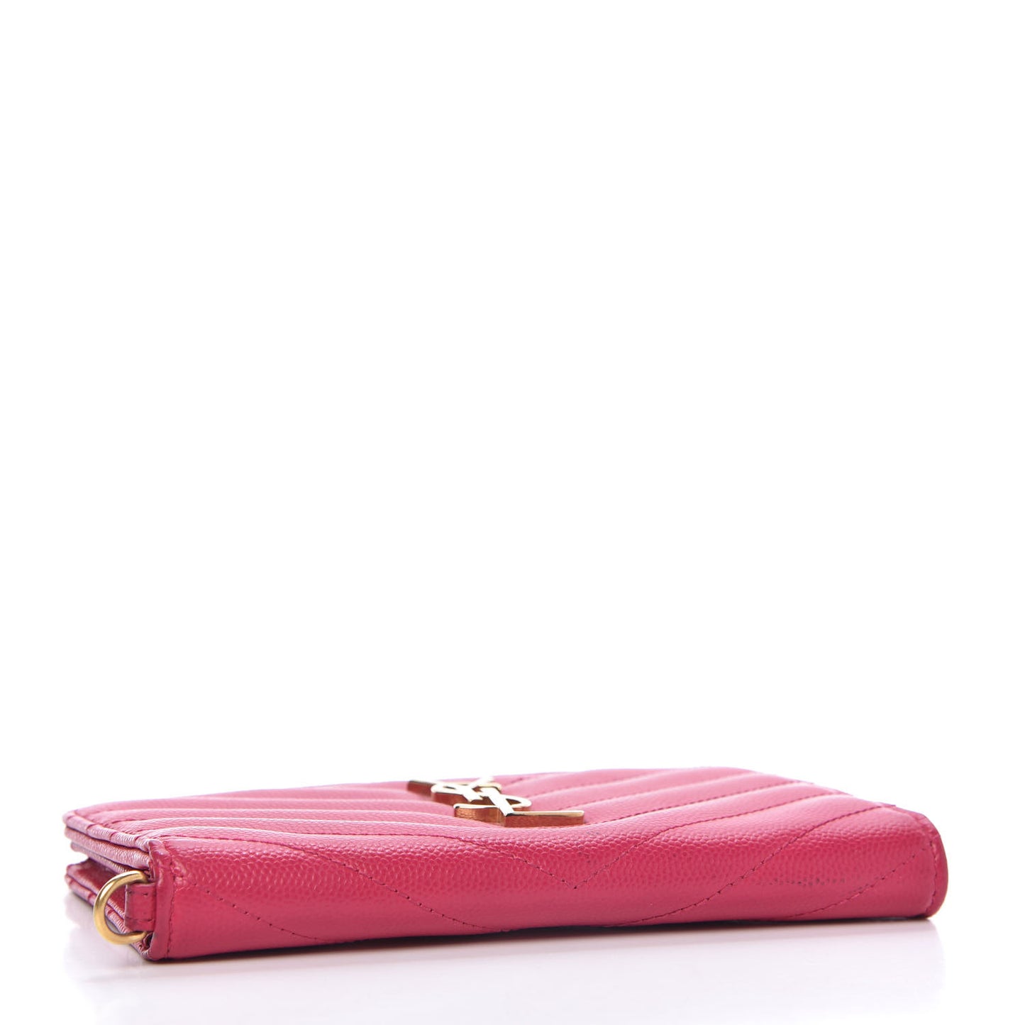 Grain De Poudre Matelasse Chevron Monogram Zip Around Wallet Fuchsia