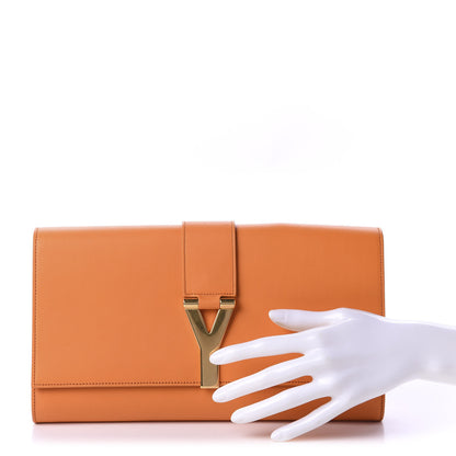 Saint Laurent Calfskin Classic Y Ligne Clutch Orange 2 of 12